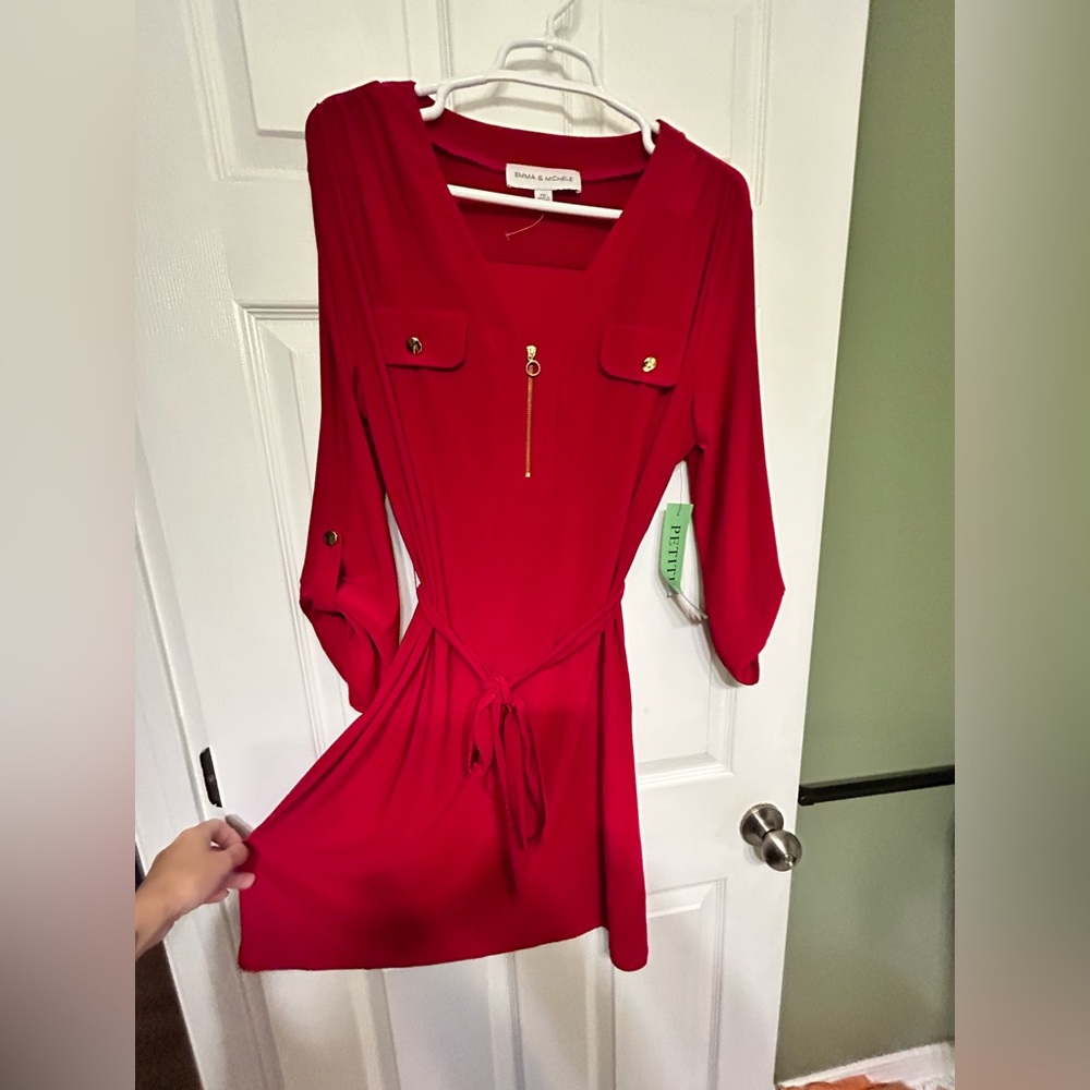 🔥 NWT red tunic dress with waist tie